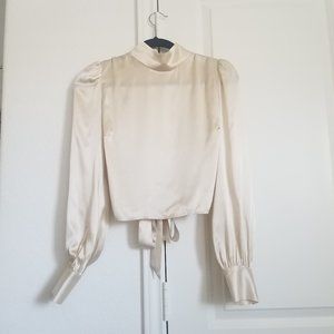 Reformation Cielo Open-back Silk-Charmeuse Top In Ivory